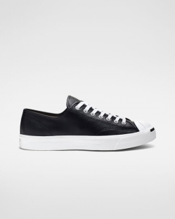 Converse Jack Purcell Leather Férfi Rövidszárú Fekete/Fehér | NCUTEHS-HU